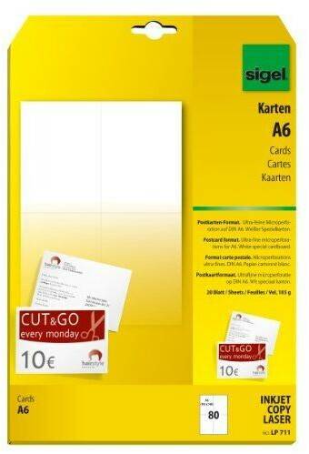 Medimax sigel Postcards LP711 A6 185 gsm White Druckerpapiere